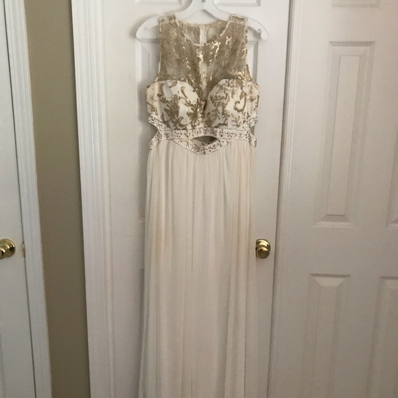 White and Gold Prom Dress - Picture 1 of 8